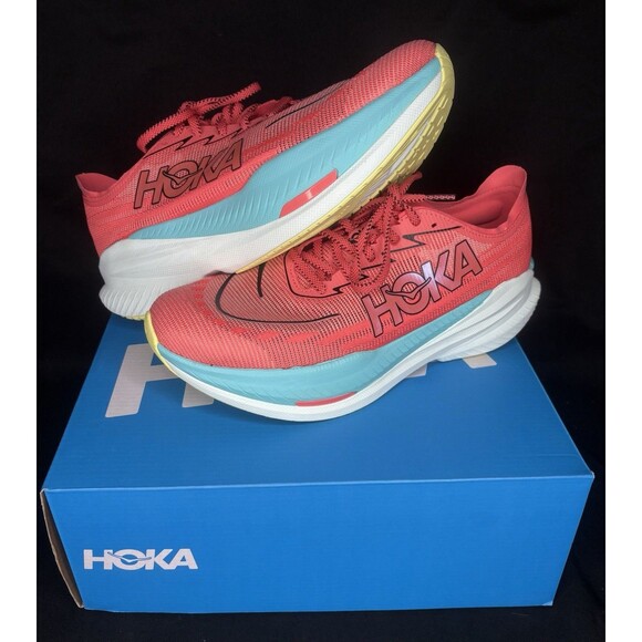 Hoka One One Mach X 2 1155119-GFRT Grapefruit Coral Red Blue Men’s Size 11.5D